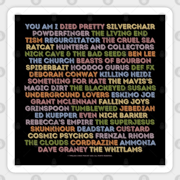 Aussie 90's Bands Magnet by Timeless Chaos